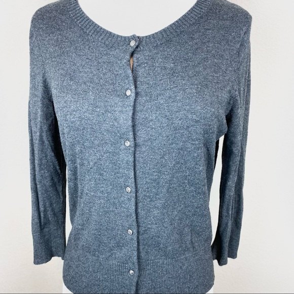 Express Grey Cardigan Rhinestone Button Sweater - Picture 2 of 8